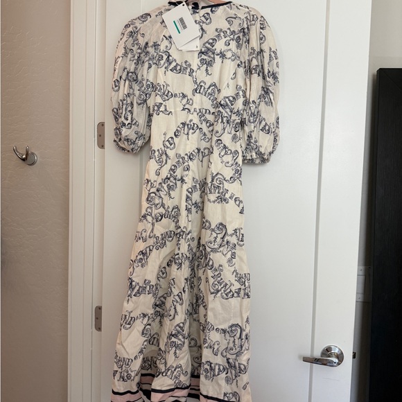NWT Zimmermann Elegant Cream and Blue Women's Dress - Picture 2 of 5